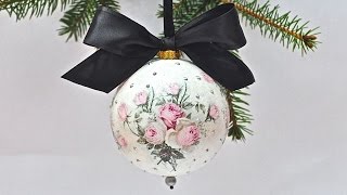 Step by step decoupage - easy bauble with vintage roses