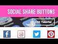 Social media share button with awesome hover effect using HTML & CSS | Pure CSS social share buttons