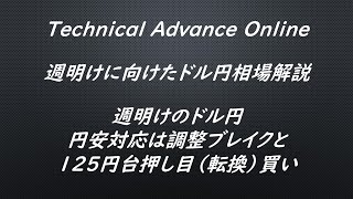 週明けのドル円円安対応は調整ブレイクと125円台押し目（転換）買い【為替　予想】