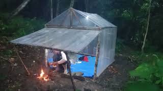 solo camping hujan deras mengunjungi shelter yang lalu#solobushcrafthujanderas