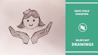 How to draw Save Girl Child poster | Simple Save Girl Child drawing step by step for kids