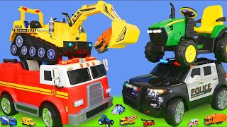Koparki, pociągi z zabawkami, Koparka, ciężarówka zabawki - straż pożarna dla dzieci - Toys for kids