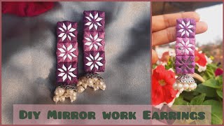 HOW TO MAKE MIRROR WORK EARRINGS//SQUARE MIRROR WORK//DIY EARRINGS