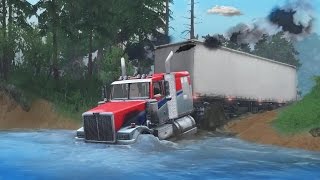 SEMI TRUCK OFF-ROAD CHALLENGE | HAULING TRAILER | 18 WHEELER MUDDING - SpinTires Gameplay