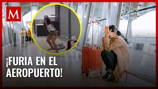 Mujer enfurece al perder su vuelo en el aeropuerto