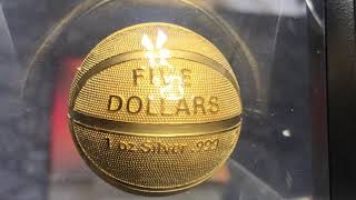 Basketball spherical coin filded silver