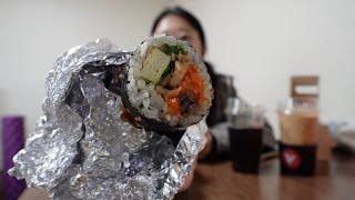 먹방 브이로그 다시 시작된 PT, 필라테스 김밥, 허니콤보, 바게트 샌드위치 양송이스프, 짜슐랭, 김치만두, 새우만두, 닭갈비 치즈사리 쫄면사리, 다이어트 쌈채소 샐러드