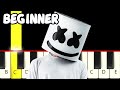 Marshmello - Alone - Fast and Slow (Easy) Piano Tutorial - Beginner