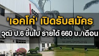 6/2/65 บริษัท เอคโค่ เปิดรับสมัครพนักงาน ช/ญ วุฒิ ป.6 ขึ้นไป รายได้ 660 บาท/วัน