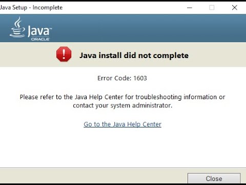 *WORKING* HOW TO FIX JAVA ERROR CODE 1603