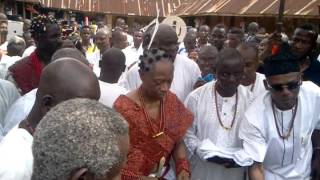 Olowo of Owo, HRM Oba (Dr) DVF Olateru-Olagbegi III, JP,CFR during the 2015 Igogo festival