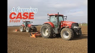 Power harrowing with 2x Case Puma tractors (200 and 215) from A Farming Case Study