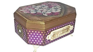 DIY DECOUPAGE ROMANTIC BOX / IDEA FOR DECOUPAGE BOX