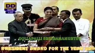 Sainik School Bijapur Shri G SreeRamaMurthy receving President's Award  for 2014
