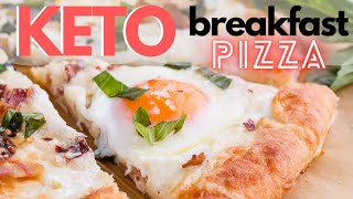 KETO BREAKFAST PIZZA RECIPE | Bacon & Eggs on a the BEST Keto Pizza Crust