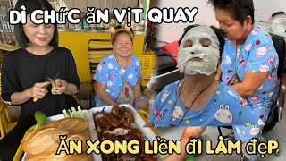 Dì Chức làm đẹp gội đầu đón Tết sớm, Chị Dấu Tên chiêu đãi nhóm ăn Vịt Quay