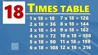 18 Times Table | Multiplication Table of 18 | Learn By Heart