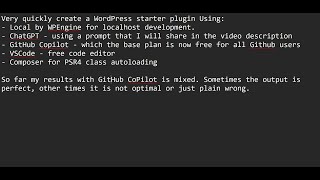 WordPress quick-start Plugin Starter using AI and PSR4 autoloading.
