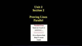 Unit 2 Section 2 Proving Lines Parallel