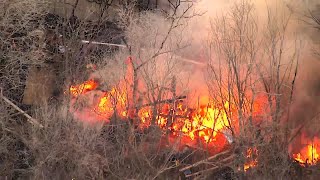 WATCH: Large flames spark near car salvage yard in southwest Oklahoma City