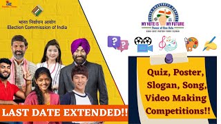 Hurry, Last Date Extended!! NATIONAL VOTER AWARENESS CONTEST BY ECI, FULL REGISTERATION GUIDELINES!!