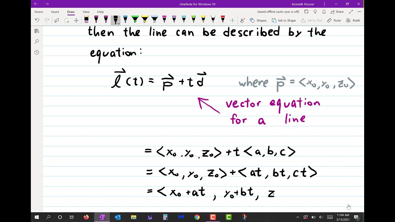 Multivariate Calculus Lecture 15 Lines - YouTube