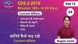 Monthly Current Affairs from January to July | CDS-2 2019 | By Ragini Joshi