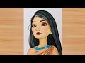 How to draw Disney Princess - Pocahontas || Easy Step by Step || Drawing Tutorial | princess drawing