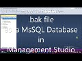 How to Restore An MsSQL  Database Backup .bak File as a Database in MsSQL Server Management Studio