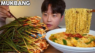 갓담근 파김치 분식집라면 먹방 Green Onion Kimchi & Spicy Noodles ASMR MUKBANG REAL SOUND EATING SHOW