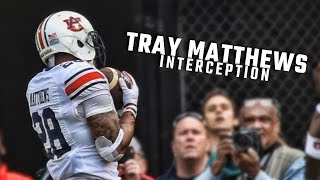 Auburn DB Tray Matthews makes end zone interception vs Georgia