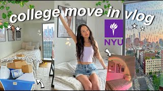 COLLEGE MOVE IN DAY VLOG✨*moving into my nyu DORM!* dorm tour!