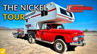 🤯 WOW! 1966 GMC Cummins Turbo Diesel Powered Truck Camper Rig Tour // Truck Camper Hot Rod