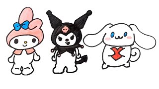 How to Draw Cinnamoroll My Melody & Kuromi | Adorable Trio Drawing Art Tutorial | Step-by-Step Guide