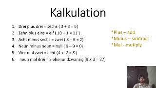 kalkulation in German  / maths in german