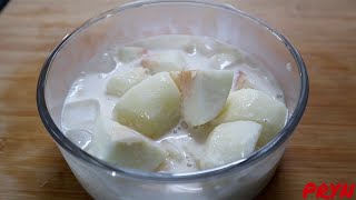 Green pear dessert with coconut milk