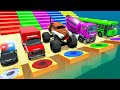 Monster Trucks Potholes Flatbed Long Trailer Truck Car Rescue - Cars vs Deep Water