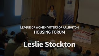 LWV Housing Forum 2018: Leslie Stockton