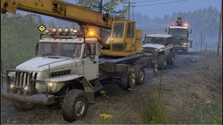 SnowRunner PC - 4 Man ONLINE Convoy! Cranes/Mini Tanks/Towing/CATS/ \u0026 MUD Lots of MUD!!