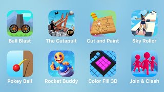 Ball Blast, The Catapult, Cut and Paint, Sky Roller, Pokey Ball, Rocket Buddy, Color Fill 3D