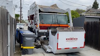 EDCO Autocar CWS Front Loader w/ Curotto-Can on Trash in the Alleyways Part 1