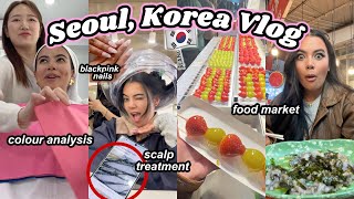 SEOUL, KOREA VLOG 🇰🇷🥢 colour analysis, blackpink nails, gwangjang market, shoppi