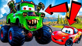 ⚠️Big \u0026 Small vs Epic Escape⚠️McQueen \u0026 Mater VS MATER MONSTER TRUCK ZOMBIE Eater Cars|BeamNG.Drive