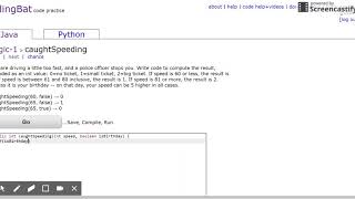 Coding Bat Part 3 Caught Speeding