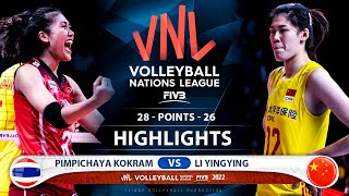 Pimpichaya Kokram vs Li Yingying | Thailand vs China | Highlights | Women's VNL 2022 (HD)