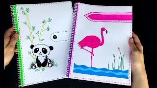 Block dekorieren: Flamingo zeichnen & Panda malen. Schulsachen verschönern. Basteln mit Papier 🐼 🦩