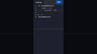 Python Program To Check Odd Even Using Function #python3 #pythontutorial