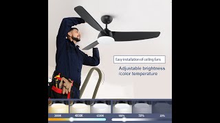 Sevenine 52 inch Ceiling Fan With Lights and Remote Quiet Reversible Noiseless DC Motor Fans 3 Blade