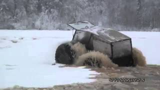 4x4 vehicle in ice and water in action