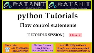 python tutorials | flow control statements | by Mr.Ratan | Class-02